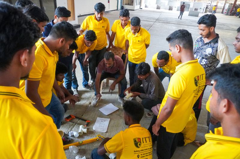 ITT trainees practising rebar binding